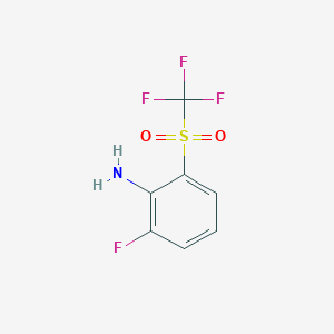molecular formula C7H5F4NO2S B12068944 Benzenamine, 2-fluoro-6-[(trifluoromethyl)sulfonyl]- CAS No. 2149597-52-2