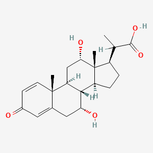 molecular formula C22H30O5 B1206895 7alpha,12alpha-Dihydroxy-3-oxopregna-1,4-diene-20-carboxylic acid CAS No. 70643-61-7