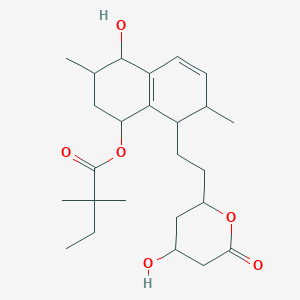 molecular formula C25H38O6 B12069261 [4-Hydroxy-8-[2-(4-hydroxy-6-oxooxan-2-yl)ethyl]-3,7-dimethyl-1,2,3,4,7,8-hexahydronaphthalen-1-yl] 2,2-dimethylbutanoate 