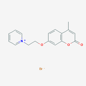 molecular formula C17H16BrNO3 B120695 1-(2-((4-Methyl-2-oxo-2H-1-benzopyran-7-yl)oxy)ethyl)pyridinium bromide CAS No. 155272-58-5
