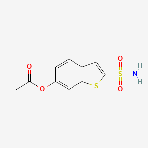 molecular formula C10H9NO4S2 B1206967 6-Hydroxybenzo(b)thiophene-2-sulfonamide acetate ester CAS No. 96803-92-8