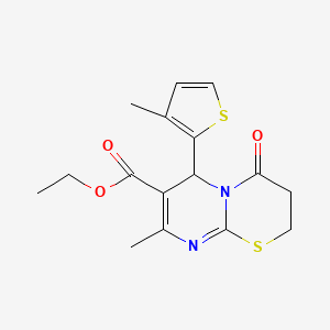 molecular formula C16H18N2O3S2 B1206970 8-methyl-6-(3-methyl-2-thiophenyl)-4-oxo-3,6-dihydro-2H-pyrimido[2,1-b][1,3]thiazine-7-carboxylic acid ethyl ester 