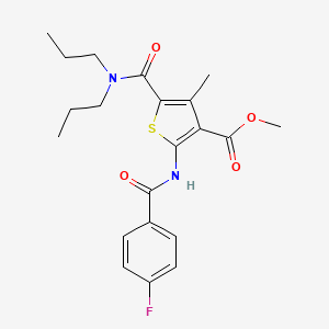 molecular formula C21H25FN2O4S B12069714 Methyl 5-(dipropylcarbamoyl)-2-(4-fluorobenzamido)-4-methylthiophene-3-carboxylate 