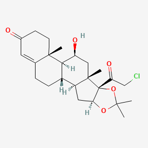molecular formula C24H33ClO5 B1206979 (1S,2S,4S,8S,9S,11S,12S,13R)-8-(2-chloroacetyl)-11-hydroxy-6,6,9,13-tetramethyl-5,7-dioxapentacyclo[10.8.0.02,9.04,8.013,18]icos-17-en-16-one 