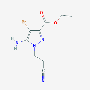 molecular formula C9H11BrN4O2 B12069792 Ethyl 5-amino-4-bromo-1-(2-cyanoethyl)pyrazole-3-carboxylate 
