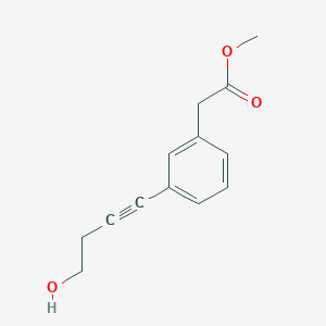 molecular formula C13H14O3 B12069825 Methyl 2-[3-(4-hydroxybut-1-yn-1-yl)phenyl]acetate 