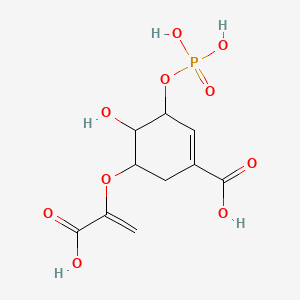 molecular formula C10H13O10P B1206988 1-Cyclohexene-1-carboxylic acid, 5-((1-carboxyethenyl)oxy)-4-hydroxy-3-(phosphonooxy)- CAS No. 27840-48-8