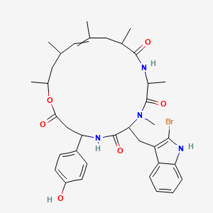 7-[(2-bromo-1H-indol-3-yl)methyl]-4-(4-hydroxyphenyl)-8,10,13,15,17,19-hexamethyl-1-oxa-5,8,11-triazacyclononadec-15-ene-2,6,9,12-tetrone