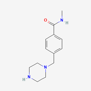 molecular formula C13H19N3O B12070624 Benzamide, N-methyl-4-(1-piperazinylmethyl)- 