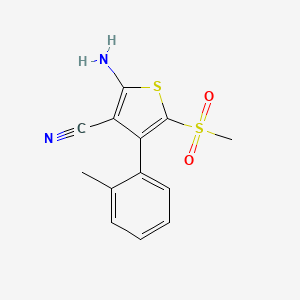 molecular formula C13H12N2O2S2 B12071094 2-Amino-5-(methylsulfonyl)-4-(o-tolyl)thiophene-3-carbonitrile 