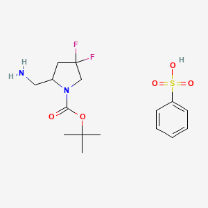 molecular formula C16H24F2N2O5S B12071096 Benzenesulfonic acid;tert-butyl 2-(aminomethyl)-4,4-difluoropyrrolidine-1-carboxylate 