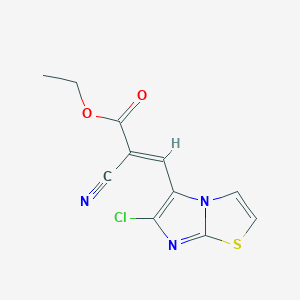 molecular formula C11H8ClN3O2S B12071307 Ethyl 3-(6-chloroimidazo[2,1-b][1,3]thiazol-5-yl)-2-cyanoacrylate 