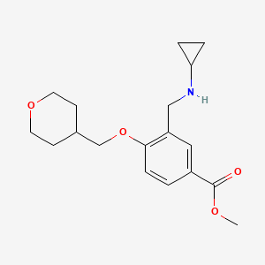 molecular formula C18H25NO4 B12071345 Methyl 3-((cyclopropylamino)methyl)-4-((tetrahydro-2H-pyran-4-yl)methoxy)benzoate 