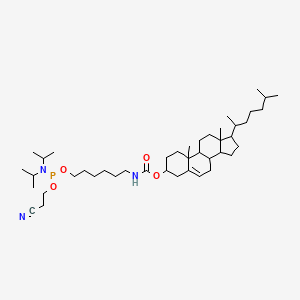 molecular formula C43H76N3O4P B12071420 Cholest-5-en-3-ol, 3-(6-(((2-cyanoethoxy)(diisopropylamino)phosphino)oxy)hexyl)carbemate 