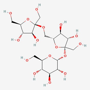 molecular formula C18H32O16 B12071499 2-[5-[[3,4-dihydroxy-2,5-bis(hydroxymethyl)oxolan-2-yl]oxymethyl]-3,4-dihydroxy-2-(hydroxymethyl)oxolan-2-yl]oxy-6-(hydroxymethyl)oxane-3,4,5-triol CAS No. 562-68-5