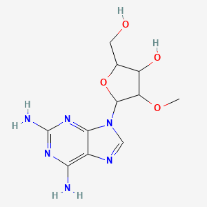 molecular formula C11H16N6O4 B12071576 2,6-Diamino-9-(2'-O-methyl-b-D-ribofuranosyl)purine 