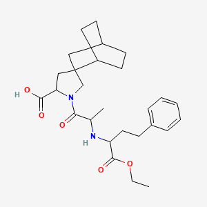 molecular formula C27H38N2O5 B1207171 (3'S-(1'(R*(R*)),3'alpha,5'beta))-1'-(2-((1-(Ethoxycarbonyl)-3-phenylpropyl)amino)-1-oxopropyl)spiro(bicyclo(2.2.2)octane-2,3'-pyrrolidine)-5'-carboxylic acid CAS No. 93231-79-9