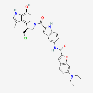 molecular formula C34H32ClN5O4 B1207194 N-[2-[(8S)-8-(chloromethyl)-4-hydroxy-1-methyl-7,8-dihydro-3H-pyrrolo[3,2-e]indole-6-carbonyl]-1H-indol-5-yl]-6-(diethylamino)-1-benzofuran-2-carboxamide CAS No. 119813-16-0