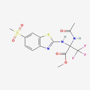 2-Acetamido-3,3,3-trifluoro-2-[(6-methylsulfonyl-1,3-benzothiazol-2-yl)amino]propanoic acid methyl ester