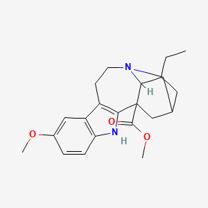 molecular formula C22H28N2O3 B1207219 Ibogamine-18-carboxylic acid, 12-methoxy-, methyl ester 