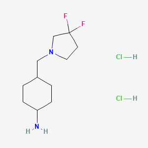 molecular formula C11H22Cl2F2N2 B12072286 (1r,4r)-4-((3,3-Difluoropyrrolidin-1-yl)methyl)cyclohexanamine dihydrochloride 