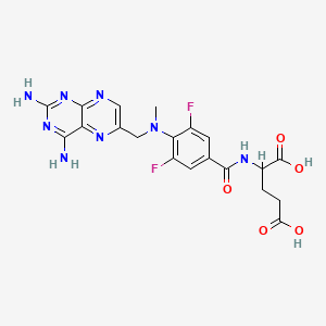 molecular formula C20H20F2N8O5 B1207231 2-[[4-[(2,4-Diaminopteridin-6-ylMethyl-Methylamino]-3,5-Difluorobenzoyl]Amino]Pentanedioic Acid CAS No. 34378-64-8