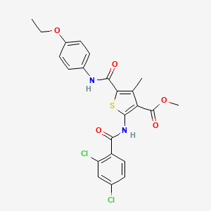 molecular formula C23H20Cl2N2O5S B12072319 Methyl 2-(2,4-dichlorobenzamido)-5-((4-ethoxyphenyl)carbamoyl)-4-methylthiophene-3-carboxylate 