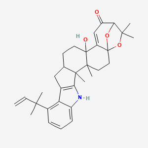 5b-Hydroxy-2,2,13b,13c-tetramethyl-9-(2-methylbut-3-en-2-yl)-2,3,5b,6,7,7a,8,13,13b,13c,14,15-dodecahydro-4h-3,15a-epoxy[1]benzoxepino[6',7':6,7]indeno[1,2-b]indol-4-one