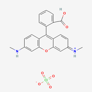 molecular formula C22H19ClN2O7 B1207251 Xanthylium, 9-(2-carboxyphenyl)-3,6-bis(methylamino)-, perchlorate CAS No. 62669-77-6