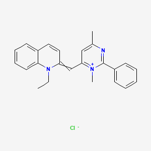 molecular formula C24H24ClN3 B1207258 Quinolinium, 2-[(3,6-dimethyl-2-phenyl-4(3H)-pyrimidinylidene)methyl]-1-ethyl-, chloride CAS No. 550-15-2