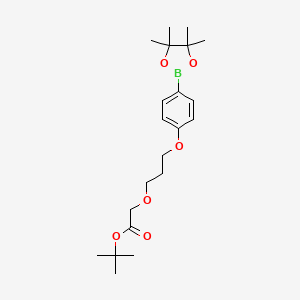 molecular formula C21H33BO6 B12072607 tert-Butyl 2-(3-(4-(4,4,5,5-tetramethyl-1,3,2-dioxaborolan-2-yl)phenoxy)propoxy)acetate 
