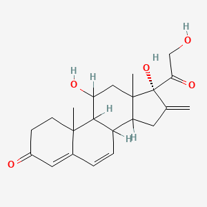 molecular formula C22H28O5 B1207264 (17R)-11,17-dihydroxy-17-(2-hydroxyacetyl)-10,13-dimethyl-16-methylidene-1,2,8,9,11,12,14,15-octahydrocyclopenta[a]phenanthren-3-one 