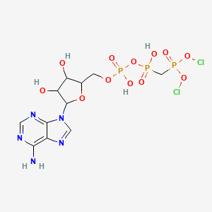 molecular formula C11H16Cl2N5O12P3 B12072672 [[5-(6-Aminopurin-9-yl)-3,4-dihydroxyoxolan-2-yl]methoxy-hydroxyphosphoryl]oxy-(dichlorooxyphosphorylmethyl)phosphinic acid 