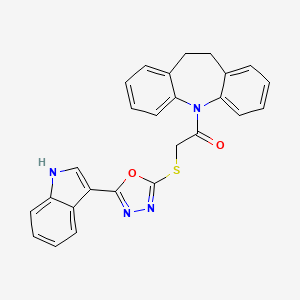 1-(5,6-dihydrobenzo[b][1]benzazepin-11-yl)-2-[[2-(3-indolylidene)-3H-1,3,4-oxadiazol-5-yl]thio]ethanone