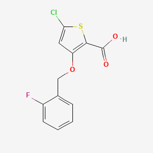 molecular formula C12H8ClFO3S B12072965 5-Chloro-3-((2-fluorobenzyl)oxy)thiophene-2-carboxylic acid 