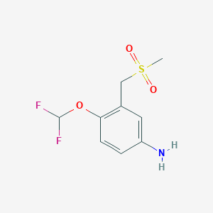 molecular formula C9H11F2NO3S B12073086 4-(Difluoromethoxy)-3-(methylsulfonylmethyl)aniline 