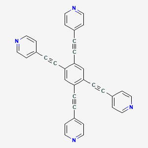 molecular formula C34H18N4 B12073092 Pyridine, 4,4',4'',4'''-(1,2,4,5-benzenetetrayltetra-2,1-ethynediyl)tetrakis- CAS No. 168289-79-0