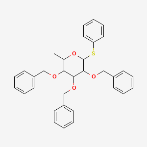 molecular formula C33H34O4S B12073101 Phenyl 2,3,4-tri-O-benzyl-b-L-thiorhamnopyranose 