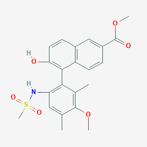 molecular formula C22H23NO6S B12073278 Methyl 6-hydroxy-5-(3-methoxy-2,4-dimethyl-6-(methylsulfonamido)-phenyl)-2-naphthoate 