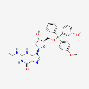 molecular formula C33H39N5O6 B12073294 2-(ethylamino)-9-[(2R,4S,5R)-4-hydroxy-5-[[(3-methoxyphenyl)-(4-methoxyphenyl)-phenylmethoxy]methyl]oxolan-2-yl]-2,3,4,5-tetrahydro-1H-purin-6-one 