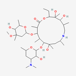 molecular formula C37H70N2O12 B12073346 11-[4-(Dimethylamino)-3-hydroxy-6-methyloxan-2-yl]oxy-2-ethyl-3,4,10-trihydroxy-13-(5-hydroxy-4-methoxy-4,6-dimethyloxan-2-yl)oxy-3,5,8,10,12,14-hexamethyl-1-oxa-7-azacyclopentadecan-15-one 