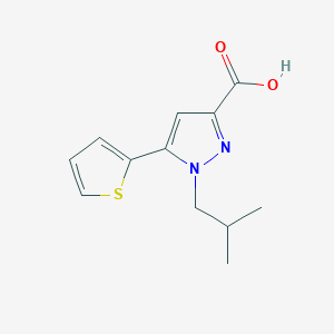 molecular formula C12H14N2O2S B12073352 1-Isobutyl-5-(thiophen-2-yl)-1H-pyrazole-3-carboxylic acid 