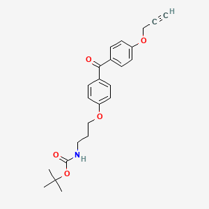 molecular formula C24H27NO5 B12073358 tert-Butyl (3-(4-(4-(prop-2-yn-1-yloxy)benzoyl)phenoxy)propyl)carbamate 
