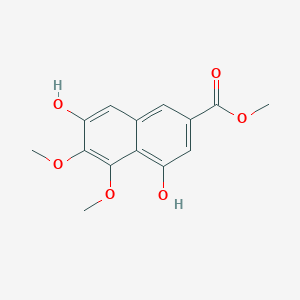 molecular formula C14H14O6 B12073360 4,7-Dihydroxy-5,6-dimethoxy-2-naphthalenecarboxylic acid methyl ester 