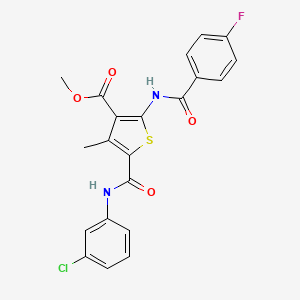 molecular formula C21H16ClFN2O4S B12073368 Methyl 5-((3-chlorophenyl)carbamoyl)-2-(4-fluorobenzamido)-4-methylthiophene-3-carboxylate 