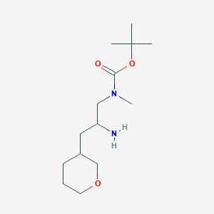 molecular formula C14H28N2O3 B12073371 tert-butyl N-[2-amino-3-(oxan-3-yl)propyl]-N-methylcarbamate 