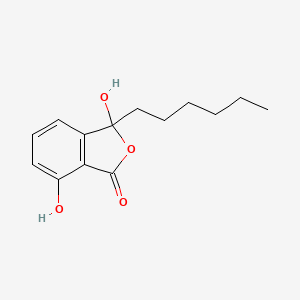 molecular formula C14H18O4 B1207343 3-Hexyl-3,7-dihydroxy-1(3H)-isobenzofuranone CAS No. 211441-46-2