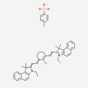molecular formula C49H51ClN2O3S B12073563 2-(2-(2-Chloro-3-(2-(3-ethyl-1,1-dimethyl-1,3-dihydro-benzo(e)indol-2-ylidene)-ethylidene)-cyclohex-1-enyl)-vinyl)-3-ethyl-1,1-dimethyl-1H-benzo(e)indolium 4-methylbenzenesulfonate CAS No. 460337-33-1