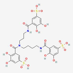 molecular formula C28H31N3O18S3 B1207368 N,N',N''-Tris(2,3-dihydroxy-5-sulfobenzoyl)-1,5,10-triazadecane CAS No. 71659-79-5