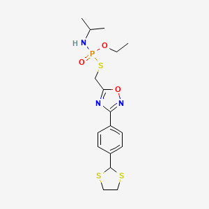 molecular formula C17H24N3O3PS3 B12073683 3-[4-(1,3-Dithiolan-2-yl)phenyl]-5-(ethoxyisopropylaminophosphoryl)thiomethyl-1,2,4-oxadiazole CAS No. 287197-11-9